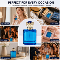 Flacon atomiseur de parfum en verre cristal de luxe 100 ml avec bouchon couronne, vide, pour huiles essentielles et aromathérapie, OEM ODM en gros