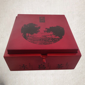 Caja de té de madera de alta gama personalizada, rectangular roja, hecha a mano, para almacenamiento de té. - Product Image 1