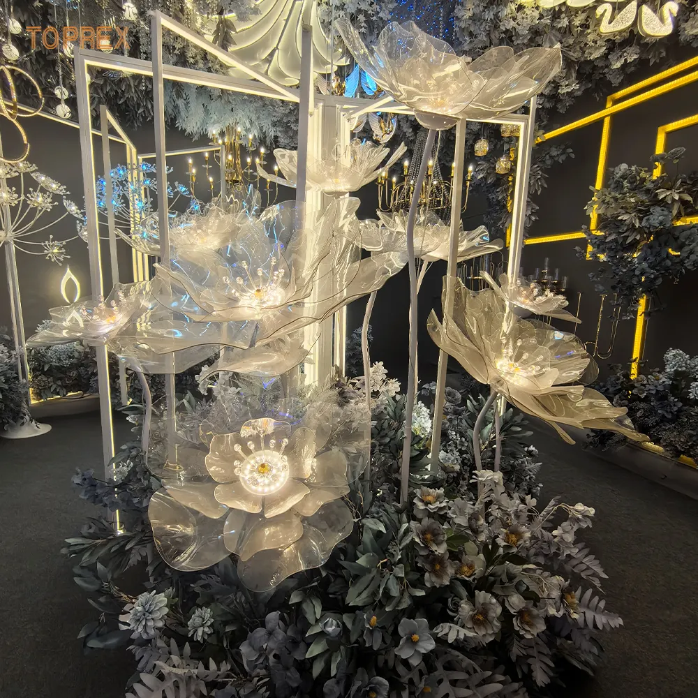 Toprex Indoor Acryl LED Blumenlicht Dekoration weitere Hochzeits-Kulisse Dekoration Veranstaltung Bühne Gang Party Herzstück Dekoration