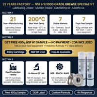 Graisse longue durée de qualité alimentaire NSF H1 400g Reg138798 pour presse à huile, presse-agrumes, machine à glace, roulement de bouilloire, REACH RoHS, OEM, usine sur mesure