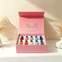 Boîte à ongles magnétique carrée pliable personnalisée avec logo imprimé UV, moins chère, avec flacon en verre pour vernis à ongles, avec boîte en carton rigide gris en PET/PVC