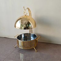 Nouveau Réchaud de Buffet de Luxe 8L en Acier Inoxydable Doré 201, Alimenté à l'Alcool, pour la Restauration, les Restaurants et les Mariages