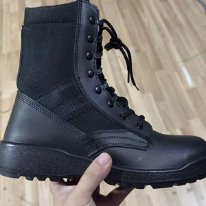 Bottes de randonnée tactiques en cuir de vachette DF702 TSB21 noires, hautes, à lacets, pour extérieur, toutes saisons, imperméables, pour hommes. - Product Image 1
