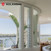 Ventanas de Aluminio con Aislamiento Térmico Rolansini 6063-T5, Ajustables, Enrollables, Impermeables, con Vidrio Simple y Persianas