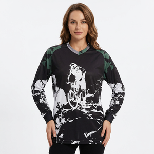เสื้อจักรยานแขนยาวสำหรับผู้หญิง พิมพ์ลายแบบซับลิเมชั่น แห้งเร็ว ผลิตจากโพลีเอสเตอร์ เหมาะสำหรับทุกฤดู สำหรับปั่นจักรยานเสือภูเขา - Product Image 5