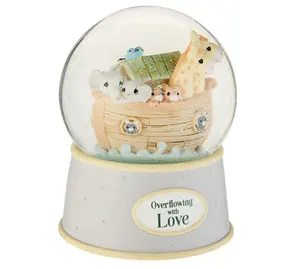 Music Box Snowy Owl Snow Glob Overflowing with Love Noah's Ark Musical Resin Nursery Decor Snow Globe