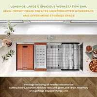 Évier de cuisine carré encastré en acier inoxydable 304 de 45 pouces, design moderne fait main, grande capacité