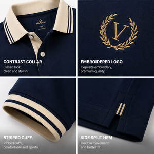 High Quality Quick Dry Athletic Breathable 100% Cotton <b>Old</b> Money Polo t Shirts Custom Embroidery Logo - Product Image 3