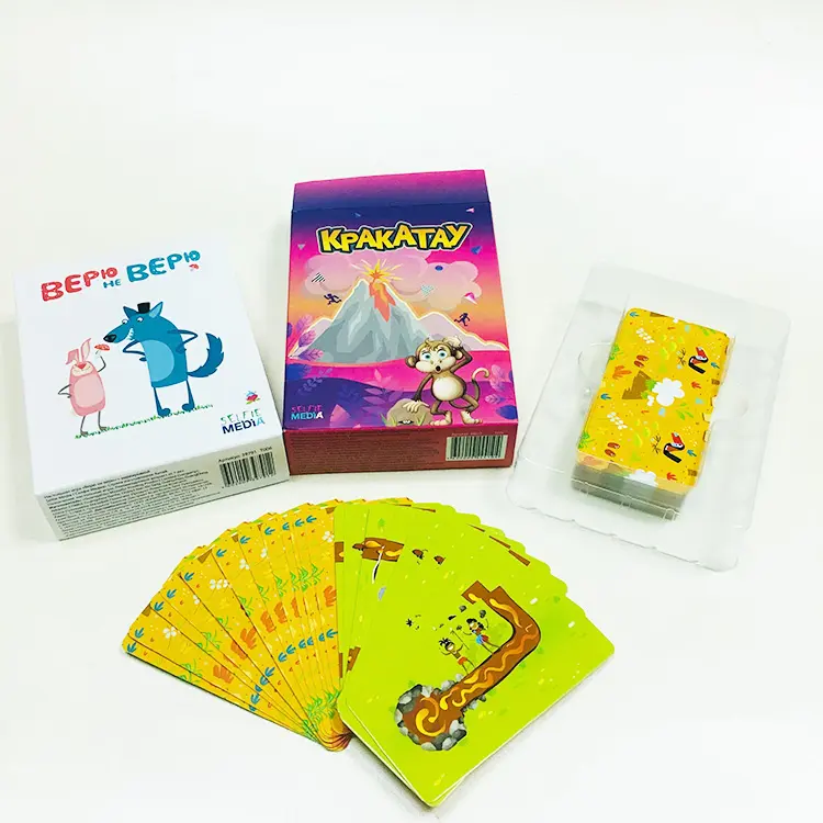 Amazon popüler tasarım OEM aksiyon sihirli okuma çocuk kartları okuma kartı oyunu tuck kutusu