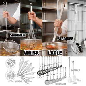 Cuillère écumoire <span class=keywords><strong>professionnelle</strong></span> en acier inoxydable 304 robuste à mailles fines avec long manche pour usage commercial - Product Image 6