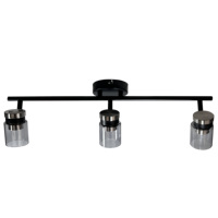 Ampoule LED à rail fixe à 3 lumières de style européen simple Spots en verre gris fumée avec GU10 pour la décoration intérieure