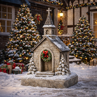 Statue de chapelle de Noël en résine WeiVista Premium, sculpture d'église peinte à la main, décoration extérieure personnalisée en usine