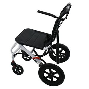 Silla de Ruedas Manual Plegable de Acero al Carbono, Ligera y Portátil para Viajes con Reposabrazos Fijos, Ruedas Blancas de 12 Pulgadas, Capacidad de 100 KG - Product Image 2