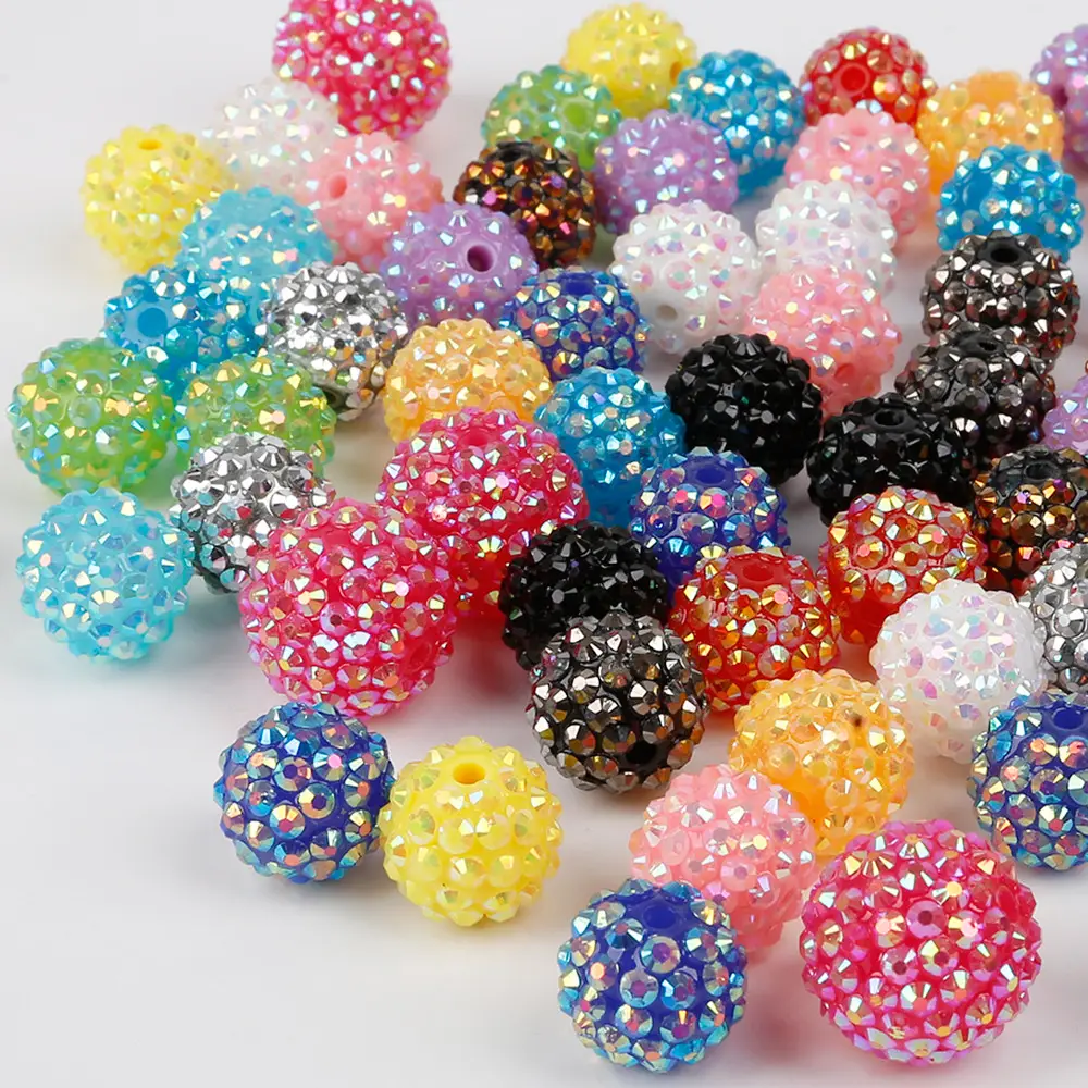 Mix Farbe 50 teile/beutel 12MM Chunky Resin Strass Ball Perlen DIY Frauen Bubblegum Mädchen Halskette Armband Herstellung Zubehör