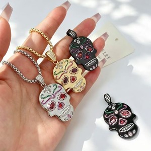 Collar con Colgante <span class=keywords><strong>de</strong></span> Calavera Chapado en Oro <span class=keywords><strong>de</strong></span> 18K, Estilo Gótico, Hip Hop, Calavera <span class=keywords><strong>de</strong></span> Azúcar, Regalo para el Día <span class=keywords><strong>de</strong></span> los <span class=keywords><strong>Muertos</strong></span> y Halloween - Product Image 2