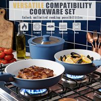 Ensemble de casseroles en céramique Smartpan 21 pièces pour usage domestique moderne, poignées amovibles, compatible induction, passe au lave-vaisselle et au four