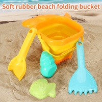 Kit de construction de château de sable pliable pour la plage avec moules et pelles, seau pliable, pelles et râteaux de plage, jouet pour creuser le sable