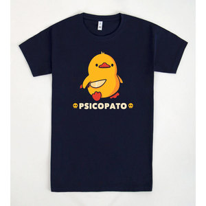 T-shirt Psychopath Duck blu navy con stampa grafica vestibilità unisex - Product Image 1