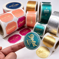 Autocollants personnalisés de luxe en feuille d'or, étiquettes gaufrées imperméables pour emballage de boîtes cadeaux, mariage, logo de marque professionnelle, OEM