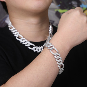 European American Full-Diamond Copper Electroplated Cuban Link <b>Chains</b> <b>Cross</b>-Border for Hot-Selling for Necklaces - Product Image 1