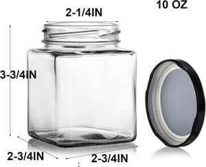 Kitchen Food Storage Containers Square Glass <b>Jar</b> With Black Airtight Lids Glass Mason <b>Jar</b> Canning <b>Jars</b> <b>for</b> <b>Jam</b> Honey - Product Image 3