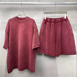 Ensembles courts pour hommes, tenues en 2 pièces, survêtements d'été tendance, chemises oversize délavées à l'acide, shorts amples, ensemble décontracté TS-5 - Product Image 1