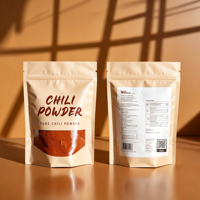 Sachet d'emballage alimentaire personnalisé en plastique recyclable imprimé flexo pour épices, assaisonnements et poudres, refermable avec fenêtre et fermeture éclair, pochette autoportante