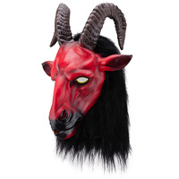 Masque en latex de démon de chèvre d'horreur avec fausse fourrure couvre-chef d'animaux effrayants pour Halloween Cosplay Prank Party