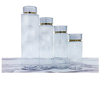 Bouteilles en PET givré transparent pour sérum de soin de la peau, démaquillant liquide, avec bouchon à vis et couvercle à ligne dorée ou argentée, 100ml-500ml, essentielles