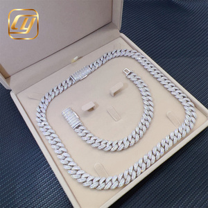 Pass Diamond Tester Hip Hop Jewelry 925 Sterling Silver Hip Hop 13MM <b>Iced</b> <b>Out</b> VVS Moissanite Diamond Cuban Link <b>Chain</b> Necklace - Product Image 5