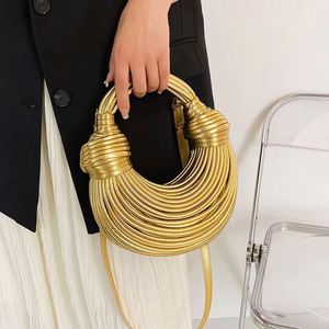 Bolso de Hombro de Lujo para Mujer, Diseño Hobo, Tipo Luna, Tejido a Mano, de Piel Sintética, Cartera, Bandolera, Lote en Stock - Product Image 4