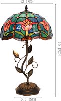 Lampe de bureau LED moderne W12H19 pouces, abat-jour en verre teinté en forme de feuille de tulipe, design simple, électrique E26 pour la lecture