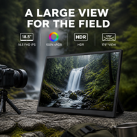 Moniteur de prévisualisation photo 18,5 pouces FHD IPS, écran portable avec un angle de vision de 178 degrés, moniteur de jeu et support pliable