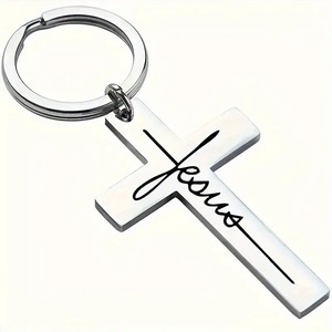 Aço inoxidável Religião Crucifixo Cruz Pingente Chaveiro para Homens Mulheres Hip Hop Christian Chaveiro Keyring Punk Jóias Presente - Product Image 2