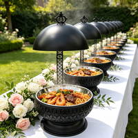 Chauffe-Plat Professionnel 8L en Acier Inoxydable Or/Noir/Blanc pour Buffet, Mariage et Restauration – Chauffe-Plat Suspendu à Gaz