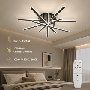 Modern Geometric Surface Mount <b>Ceiling</b> <b>Light</b> 120W Acrylic Iron <b>Remote</b> Dimmable Tri Color For Living Room Bedroom - Product Image 4