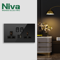Prise Commutée Niva NV9 13A 3 Broches + USB + Type-C, Panneau en Acier Inoxydable, Interrupteurs Métalliques, Norme Britannique, Prise en Charge de la Vente en Gros et de la Revente