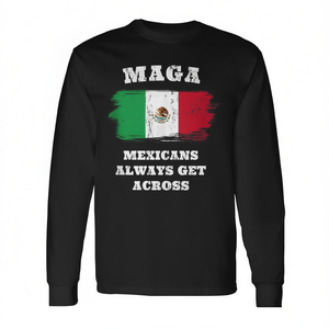 Camiseta de manga larga Maga Mexicans Always Get Across, color negro, unisex, talla para adultos - Product Image 2