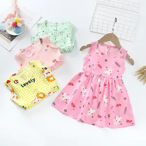 Summer New Girls' Cotton Silk Dress Children's Princess Dress Girls' Cotton Silk Thin Style