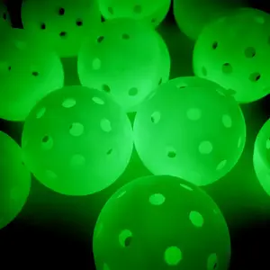 MOZKUIB 3pcs Luminous Pickleball 40 Holes Outdoor Pickleball With Net Bag Glow In The Dark Ball For Indoor And Outdoor Play