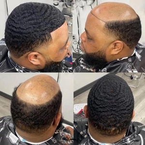 Sistema de Reemplazo Capilar Masculino de Piel Fina de PU con Cabello Humano Afro Ondulado, Unidades de Encaje Suizo Francés para Hombres Afroamericanos con Cabello Rizado Afro, Toupee para Hombres Negros - Product Image 6
