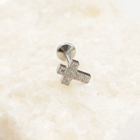 2025 nouvelle mode G23 titane alliage corps Piercing bijoux F136 croix incrusté 5A Zircon boucles d'oreilles lèvre ongles bijoux transfrontaliers