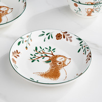 Ensemble de bols en céramique de style japonais, minimaliste, avec motifs animaux sous glaçure, compatibles micro-ondes, très prisés sur internet