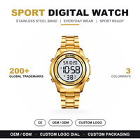 Nouvelle montre numérique pour homme Skmei 2701 ronde de haute qualité, étanche, bracelet en acier inoxydable, multifonction, chronographe, montre de sport au poignet