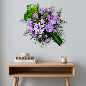<b>Artificial</b> Purple Flower <b>Bouquet</b> Decorative Wreath and Swag Floral Arrangement with Green Leaves for Home Wedding Decor - Product Image 3