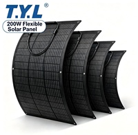 Panneau solaire monocristallin flexible 200 W 18 V, puissance maximale 210 W, pour camping‑car, bateau, yacht et systèmes hors r