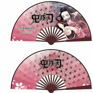 Prezzo di fabbrica Demon Slayer One Piece GENSHIN Impact10-inch silk folding fan Anime pieghevole double side Printing Anime Bamboo Fan