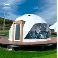Camping de luxe extérieur étanche PVC tente dôme géodésique ronde avec salle de bain pour centre de villégiature