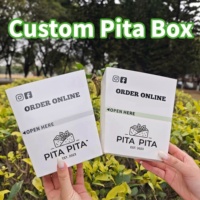 Boîte d'emballage alimentaire jetable personnalisée rapide pour restaurant, boîte à pita, boîte à emporter en papier imprimé avec bande déchirable
