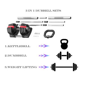 Juego de pesas ajustables para gimnasio 3 en 1, equipo de <span class=keywords><strong>Fitness</strong></span> de 5lb-12.5lb y mancuernas Proformer de 15bl-55lb para culturismo en casa - Product Image 5